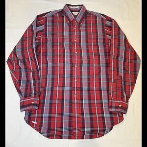 Saddlebred Mens Long Sleeve M Shirt‎ Button Down Red Plaid Lightweight USA Made